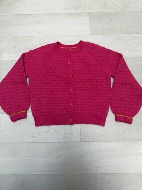 Mini Boden Hot Pink Knit Button-Front Cardigan